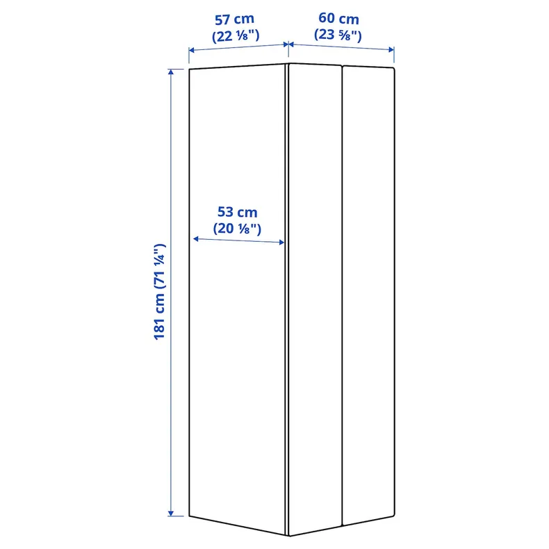 IKEA SMÅSTAD СМОСТАД / PLATSA ПЛАТСА, гардероб, білий / білий, 60x57x181 см 195.499.90 фото №5