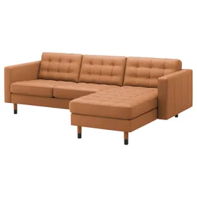 IKEA LANDSKRONA ЛАНДСКРУНА, 3-місний диван із кушеткою, Grann / Bomstad золото / коричневий / дерево / чорний 594.442.22 фото