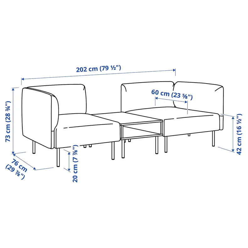 IKEA LILLEHEM ЛІЛЛЕХЕМ, 2-м модульний диван з журн столом, Gunnared темно-сірий/металлик 295.360.58 фото №5