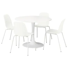 IKEA DOCKSTA ДОКСТА / LIDÅS ЛІДОС, стіл+4 стільці, білий білий / білий білий, 103 см 495.681.14 фото