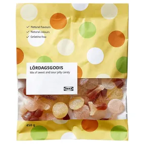 IKEA LÖRDAGSGODIS ЛЕРДАГСГОДІС, солодкі і кислі желейні цукерки, 450 g 204.974.38 фото