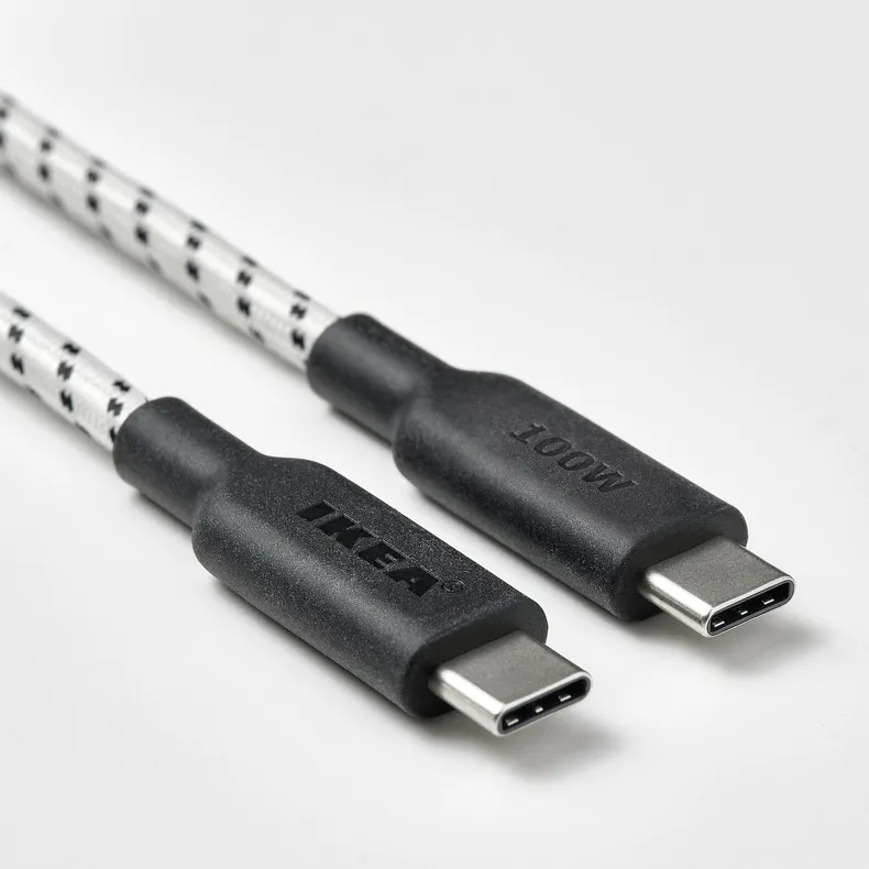 IKEA RUNDHULT РУНДХУЛЬТ, кабель USB-C–USB-C, Чорний/білий, 1,5 м/100 Вт 205.811.06 фото №4