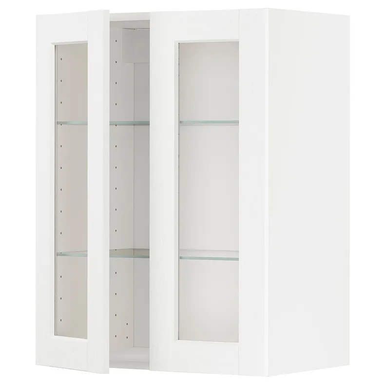 IKEA METOD МЕТОД, настінна шафа, полиці / 2 склх дверц, білий Енкопінг / білий імітація дерева, 60x80 см 194.734.76 фото №1