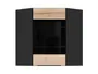 BRW Угловой кухонный шкаф Sole L6 60 см с витриной правый дуб галифакс натур, Черный/дуб галифакс натур FM_GNWU_60/72_PV-CA/DHN фото