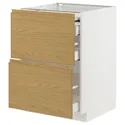 IKEA METOD МЕТОД / MAXIMERA МАКСИМЕРА, напольный шкаф с выдвиж панелью / 3ящ, белый / Воксторп имит. дуб, 60x60 см 895.380.78 фото thumb №1