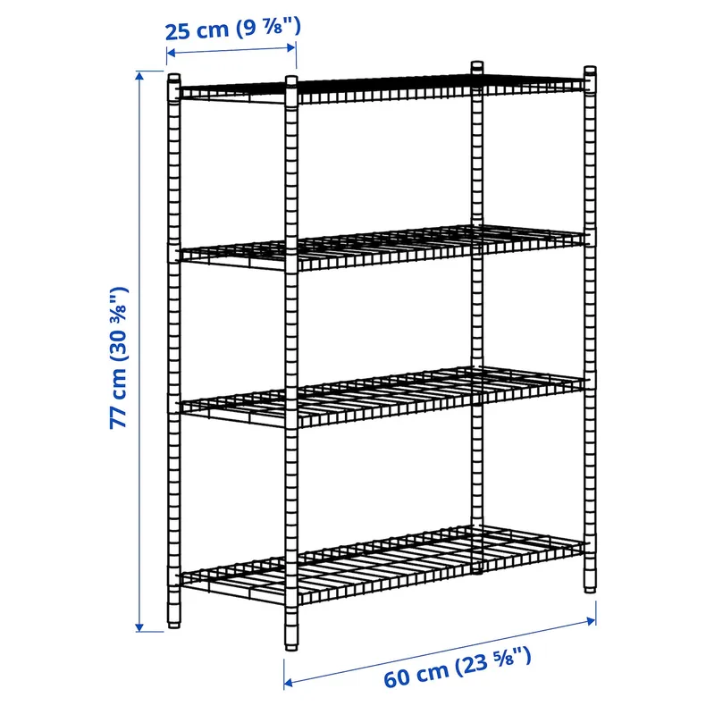 IKEA OMAR ОМАР, 2 секции полок, 60x25x77 см 794.129.46 фото №6