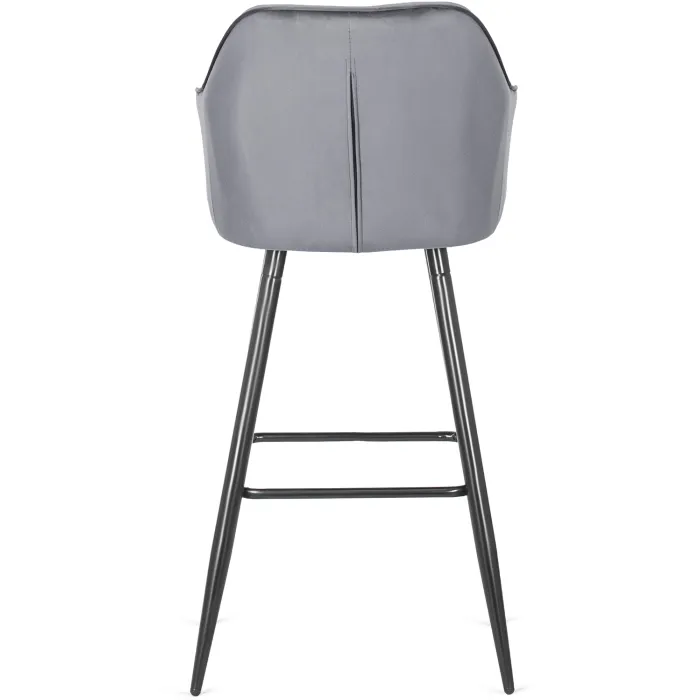 Барный стул бархатный MEBEL ELITE SALEM Velvet, серый / черный фото №10