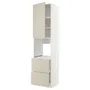 IKEA METOD МЕТОД / MAXIMERA МАКСІМЕРА, висока шафа для духовки+дверц / 2шухл, білий / хавсторпський бежевий, 60x60x240 см 894.585.66 фото