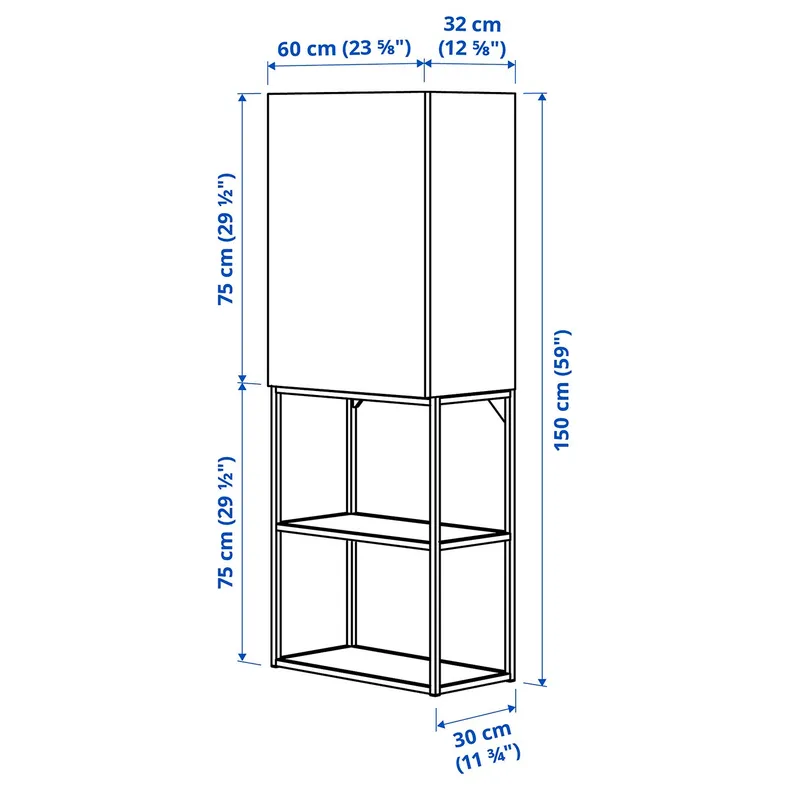 IKEA ENHET ЕНХЕТ, ящик для зберігання, білий, 60x32x150 см фото №5