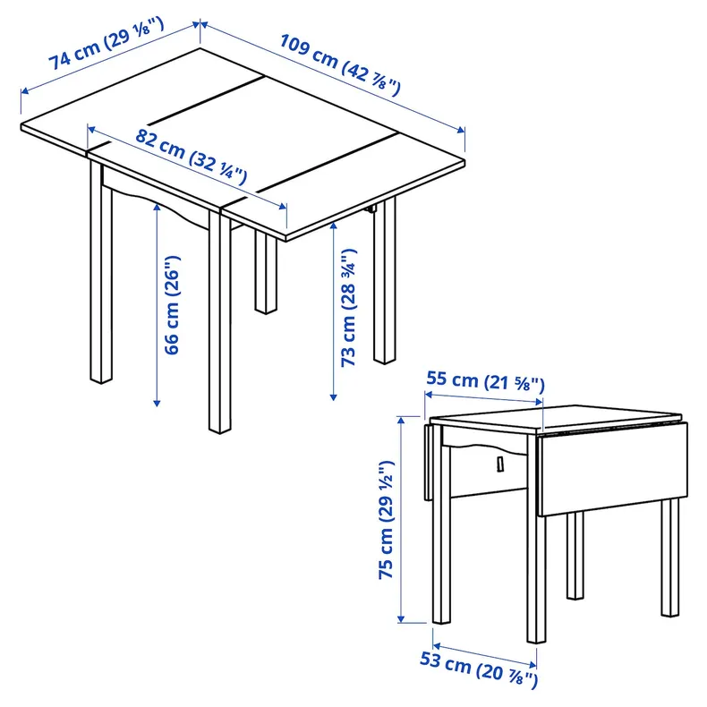 IKEA HAUGA ХАУГА / FRÖSVI ФРЕСВІ, стіл і 2 складані стільці, сірий/чорний, 55x82x109/74 см 595.749.06 фото №4