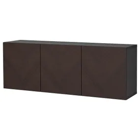IKEA BESTÅ БЕСТО, комбинация настенных шкафов, Hedeviken черный / коричневый / темно-коричневый, окрашенный шпоном дуба, 180x42x64 см 194.178.62 фото