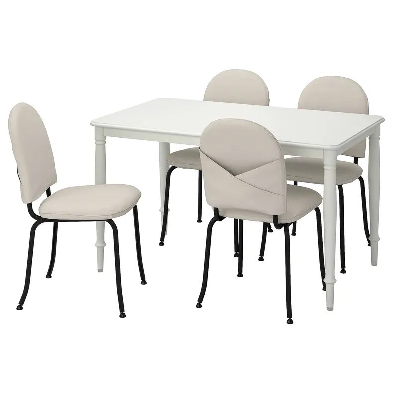 IKEA DANDERYD ДАНДЕРЮД / EBBALYCKE ЕББАЛЮККЕ, стіл+4 стільці, білий / бежевий Idekulla, 130 см 695.601.26 фото №1