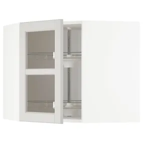 IKEA METOD МЕТОД, кутова настін шафа / об сек / скл двер, білий / світло-сірий Lerhyttan, 68x60 см 292.744.81 фото