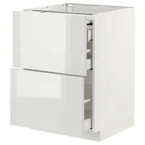 IKEA METOD МЕТОД / MAXIMERA МАКСИМЕРА, напольный шкаф с выдвиж панелью / 3ящ, белый / светло-серый, 60x60 см 994.334.91 фото