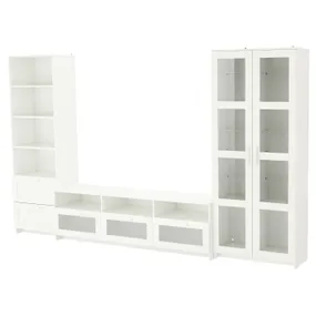 IKEA BRIMNES БРИМНЭС, шкаф для ТВ, комбин / стеклян дверцы, белый, 320x41x190 см 592.782.32 фото