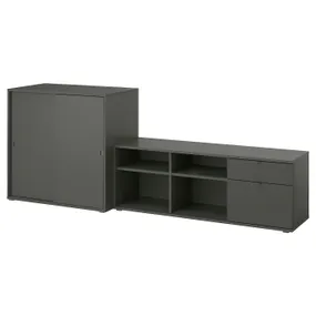 IKEA VIHALS ВИХАЛС, комбинация для хранения / под ТВ, тёмно-серый, 242x37x90 см 095.210.72 фото
