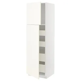 IKEA METOD МЕТОД / MAXIMERA МАКСІМЕРА, висока шафа, 2 дверцят / 4 шухляди, білий / ВАЛЛЬСТЕНА білий, 60x60x200 см 295.074.28 фото