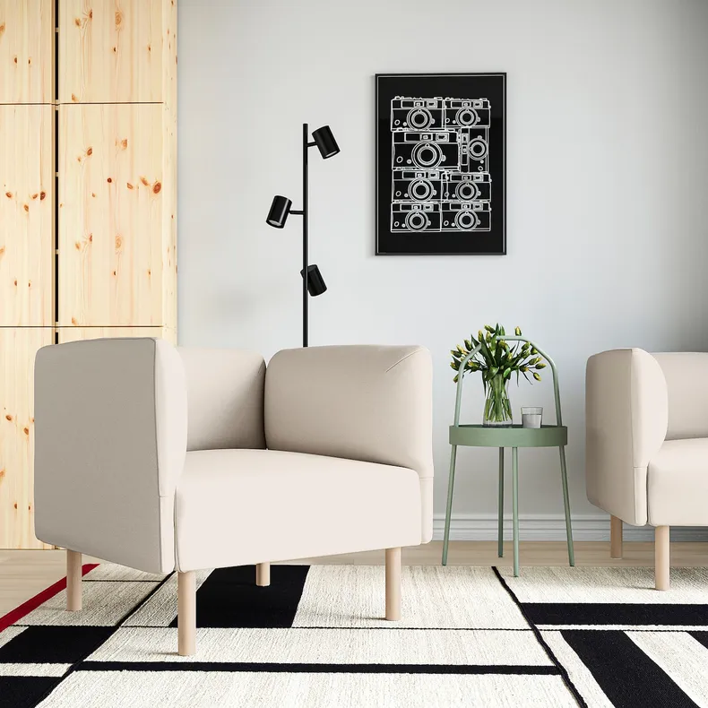 IKEA LILLEHEM ЛІЛЛЕХЕМ, крісло, ВІССЛЕ/бежевий деревина 494.703.20 фото №2