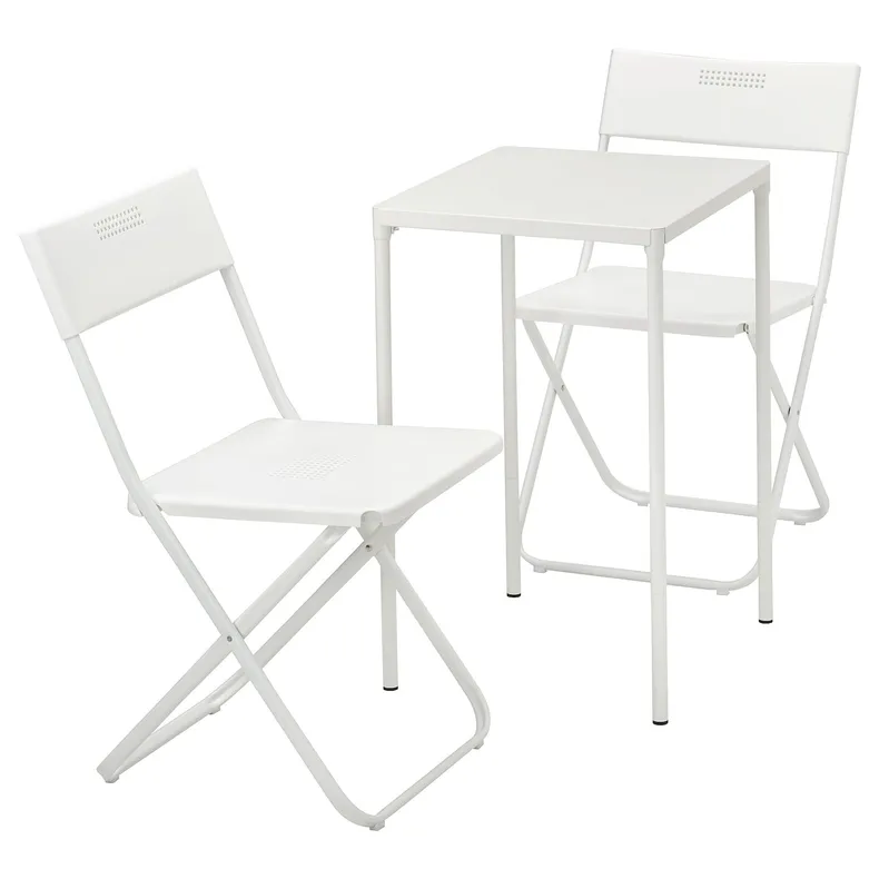 IKEA FEJAN ФЕЯН, стіл+2 складані стільці, вуличний, білий/білий 594.349.49 фото №1