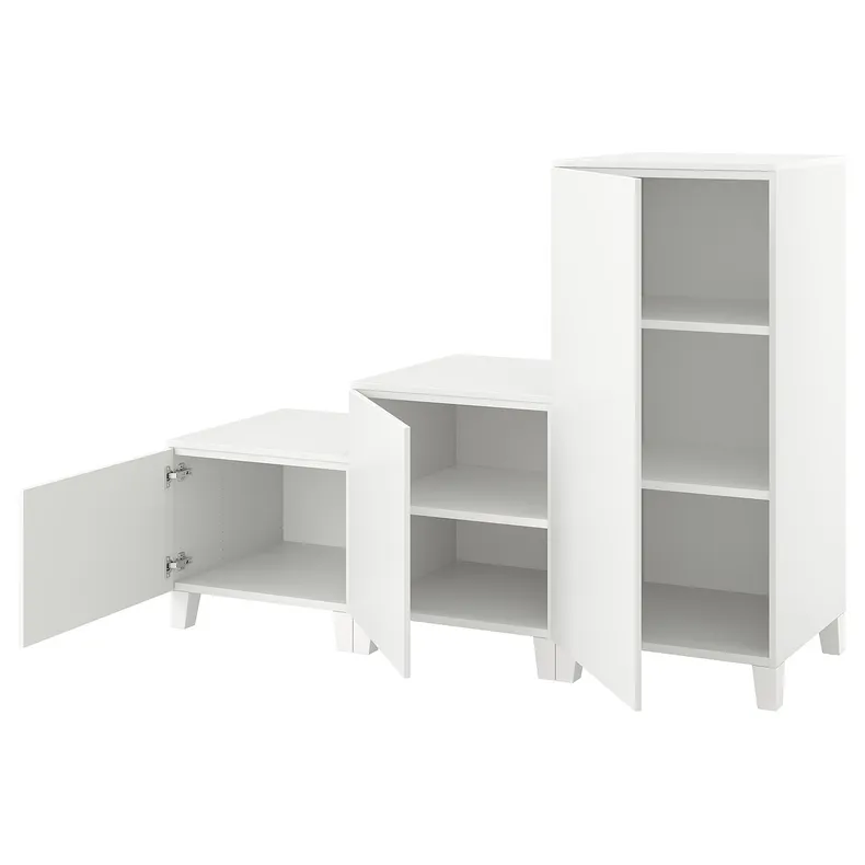 IKEA PLATSA ПЛАТСА, гардероб із 3 дверцятами, білий/ФОННЕС білий, 180x57x133 см 994.368.52 фото №1