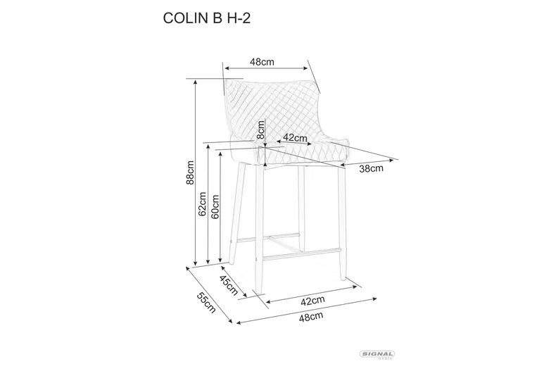 Барный стул бархатный SIGNAL COLIN B VELVET H-2 Bluvel 14 - серый фото №2