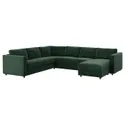 IKEA VIMLE ВІМЛЕ, кутовий диван, 5-місний, з шезлонгом/дюпаном темно-зеленого кольору 194.341.40 фото thumb №1