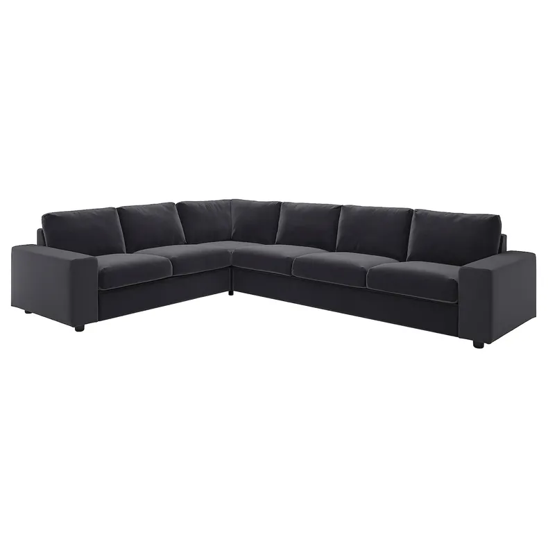 IKEA VIMLE ВІМЛЕ, кутовий диван, 5-місний, з широкими підлокітниками/Djuparp темно-сірий 894.367.82 фото №1