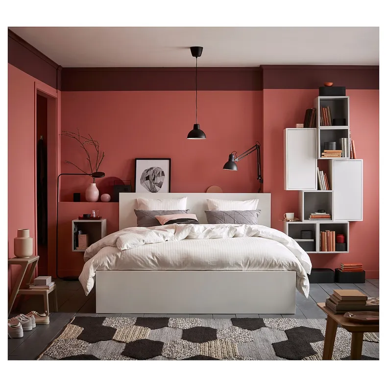 IKEA MALM МАЛЬМ, каркас ліжка з матрацом, білий / ОБЮГДА жорсткий, 140x200 см 695.447.11 фото №3