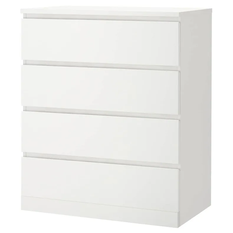 IKEA MALM МАЛЬМ, комод із 4 шухлядами, білий, 80x100 см 304.035.71 фото №1