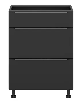 BRW Кухонна шафа Sole L6 60 см з висувними шухлядами з м'яким закриттям чорний матовий, чорний/чорний матовий FM_D2S_60/82_2STB/B-CA/CAM фото