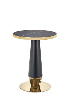 Обеденный стол HALMAR MOLINA 59x59 см, черный мрамор / черный / золотой фото