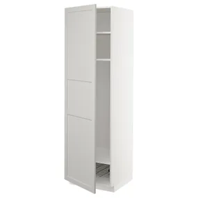 IKEA METOD МЕТОД, висока шафа, полиці/дротяний кошик, білий / світло-сірий Lerhyttan, 60x60x200 см 894.692.30 фото