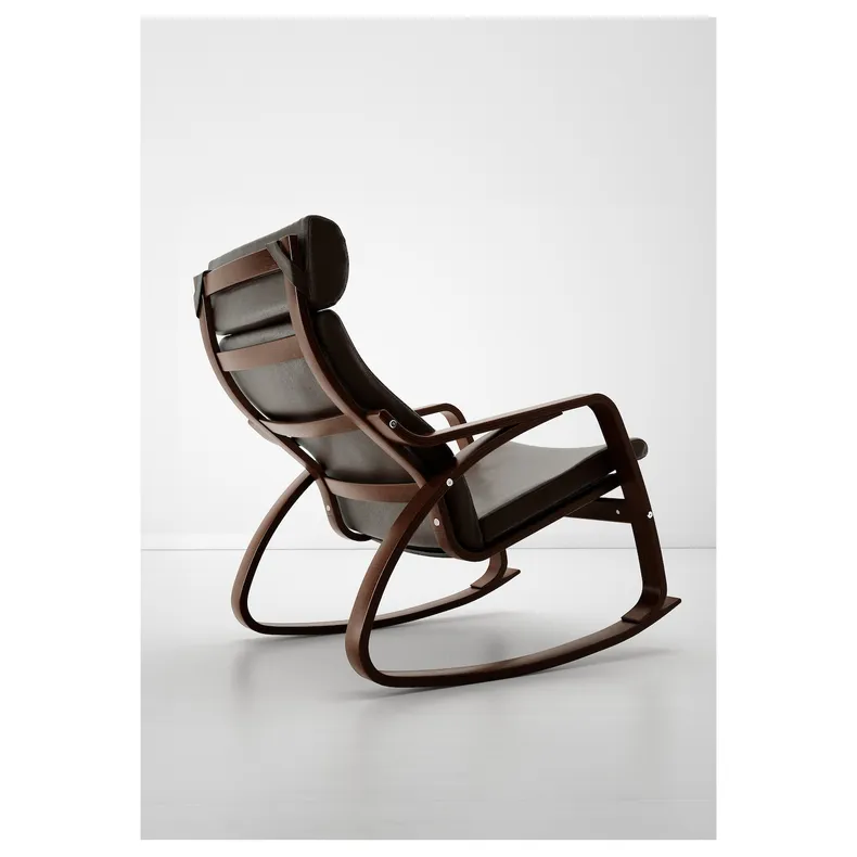 IKEA POÄNG ПОЭНГ, кресло-качалка, коричневый / грязный темно-коричневый 494.293.02 фото №3
