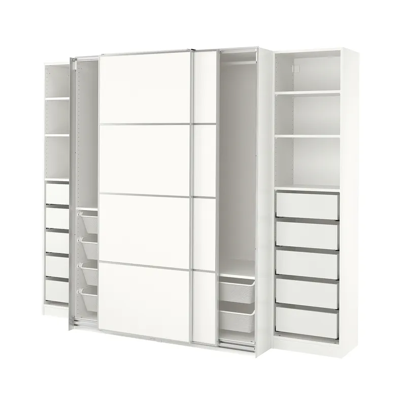 IKEA PAX ПАКС / MEHAMN МЕХАМН, гардероб, белый / 2стр белый, 250x66x201 см 494.331.96 фото №1
