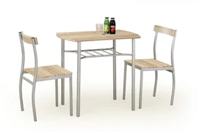 Столовий комплект HALMAR LANCE стіл + 2 стільці 82x50 см, дуб сонома фото