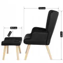 Кресло мягкое бархатное с подставкой для ног MEBEL ELITE LOZANO Velvet, Черный фото thumb №15