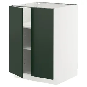 IKEA METOD МЕТОД, підлогова шафа з полицями/2 дверцят, білий / Хавсторп темно-зелений, 60x60 см 095.573.77 фото