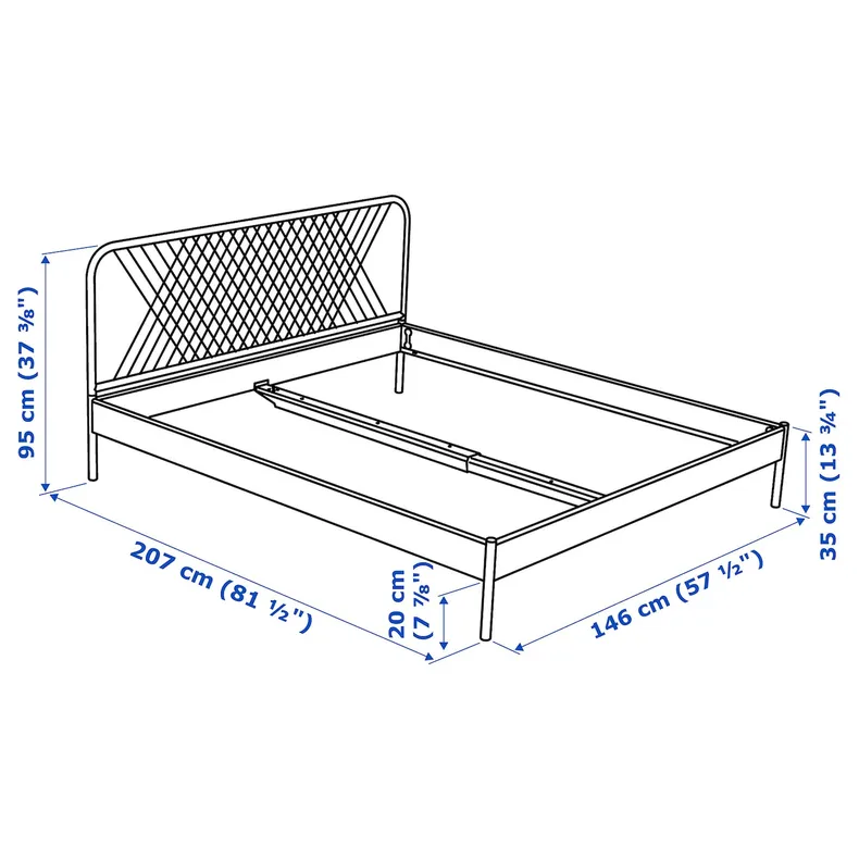 IKEA NESTTUN НЕСТТУН, каркас кровати, белый / Леирсунд, 140x200 см 491.580.65 фото №10