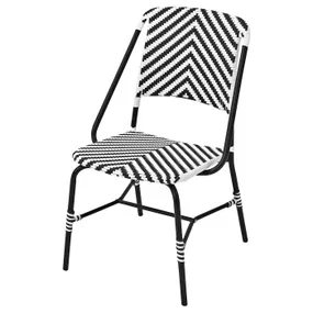 IKEA VASSHOLMEN ВАССХОЛЬМЕН, стілець, кімнатний / вуличний, чорний / білий 305.037.40 фото