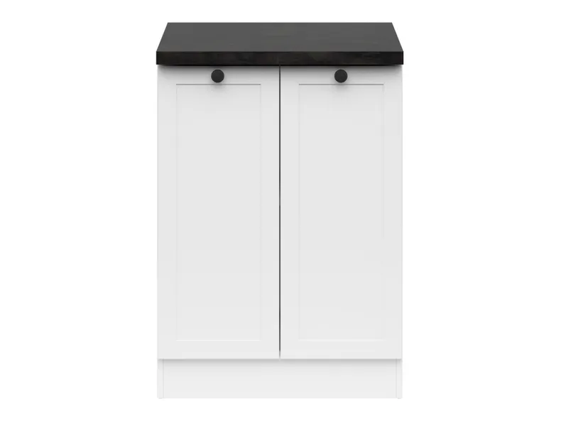 BRW Dona Junona Line 60 см двухдверный кухонный шкаф с топом белый, белый/белый/металлический сланцевый черный/золотой D2D/60/82_ZBL-BI/BI/LMC фото №1