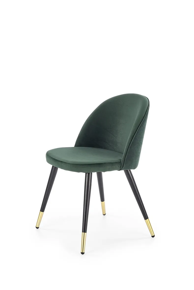 Кухонний стілець HALMAR K315, ніжки - чорний / золотий, оббивка - зелений фото №1