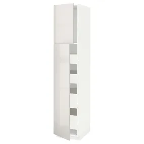IKEA METOD МЕТОД / MAXIMERA МАКСІМЕРА, висока шафа, 2 дверцят / 4 шухляди, білий / Ringhult світло-сірий, 40x60x200 см 194.688.75 фото