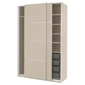 IKEA PAX ПАКС / MEHAMN МЕХАМН, гардероб с раздвижными дверьми, серый беж / 2стр серый беж, 150x66x236 см 895.622.47 фото