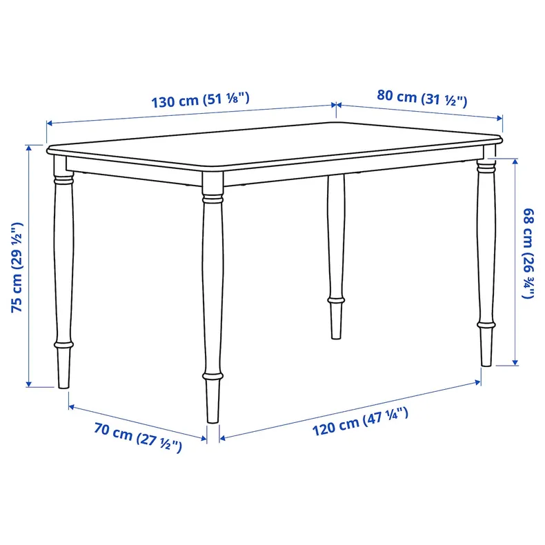 IKEA DANDERYD ДАНДЕРЮД, стіл обідній, сосна / чорний, 130x80 см 604.431.46 фото №4