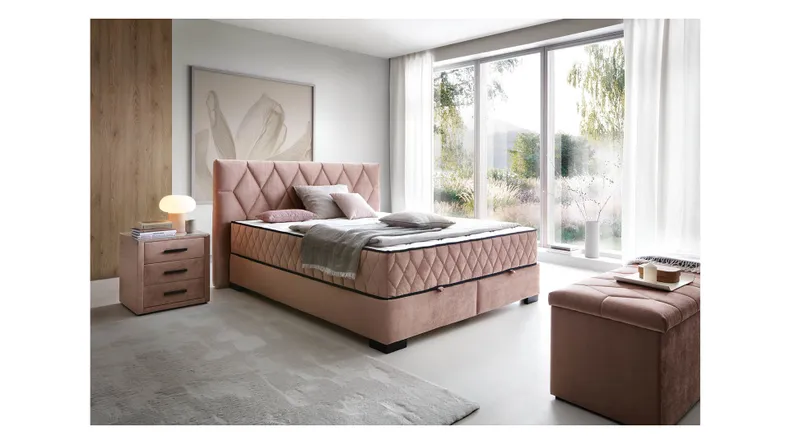 BRW Кровать двуспальная с 2 матрасами и подъемным механизмом BRW REVE 180x200 см, розовый LO_KT-REVE-180X200-G2-AMON_21 фото №2