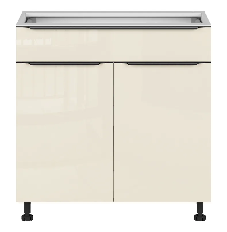 BRW Двухдверный кухонный шкаф Sole L6 80 см с выдвижным ящиком магнолия жемчуг, альпийский белый/жемчуг магнолии FM_D1S_80/82_L/P/STB-BAL/MAPE фото №1