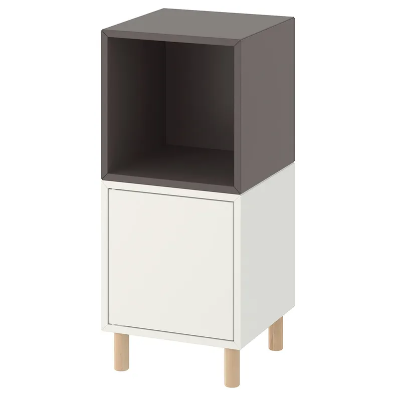 IKEA EKET ЕКЕТ, комбінація шаф із ніжками, білий темно-сірий / деревина, 35x35x80 см 193.860.78 фото №1