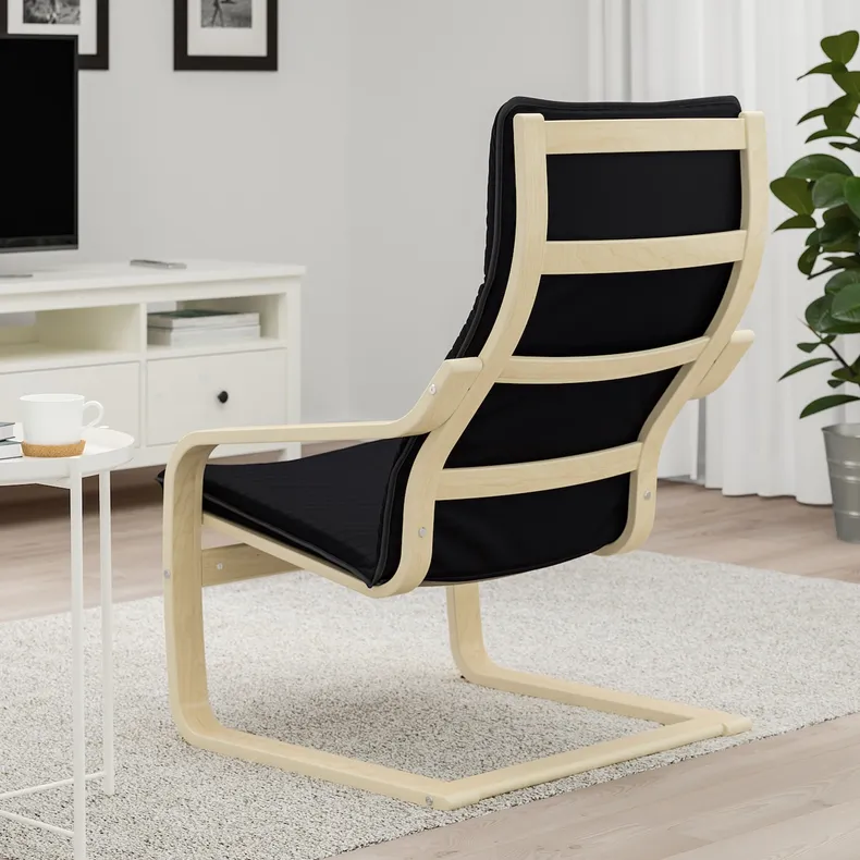 IKEA POÄNG ПОЕНГ, крісло, березовий шпон / КНІСА чорний 692.408.23 фото №3