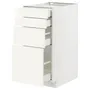 IKEA METOD МЕТОД / MAXIMERA МАКСИМЕРА, напольный шкаф 4 фасада / 4 ящика, белый / Вальстена белый, 40x60 см 095.072.12 фото
