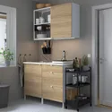 IKEA ENHET ЕНХЕТ, кухня, білий / імітація. дуб, 123x63.5x222 см 593.372.17 фото thumb №2